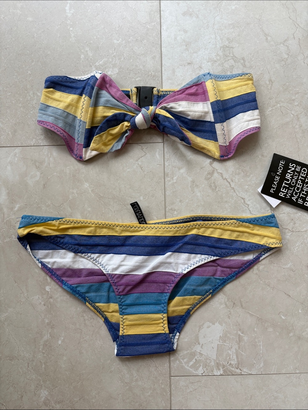 Lisa Marie Fernandez "Poppy" Front-Knot Bandeau Bikini Set - Picture 3 of 4